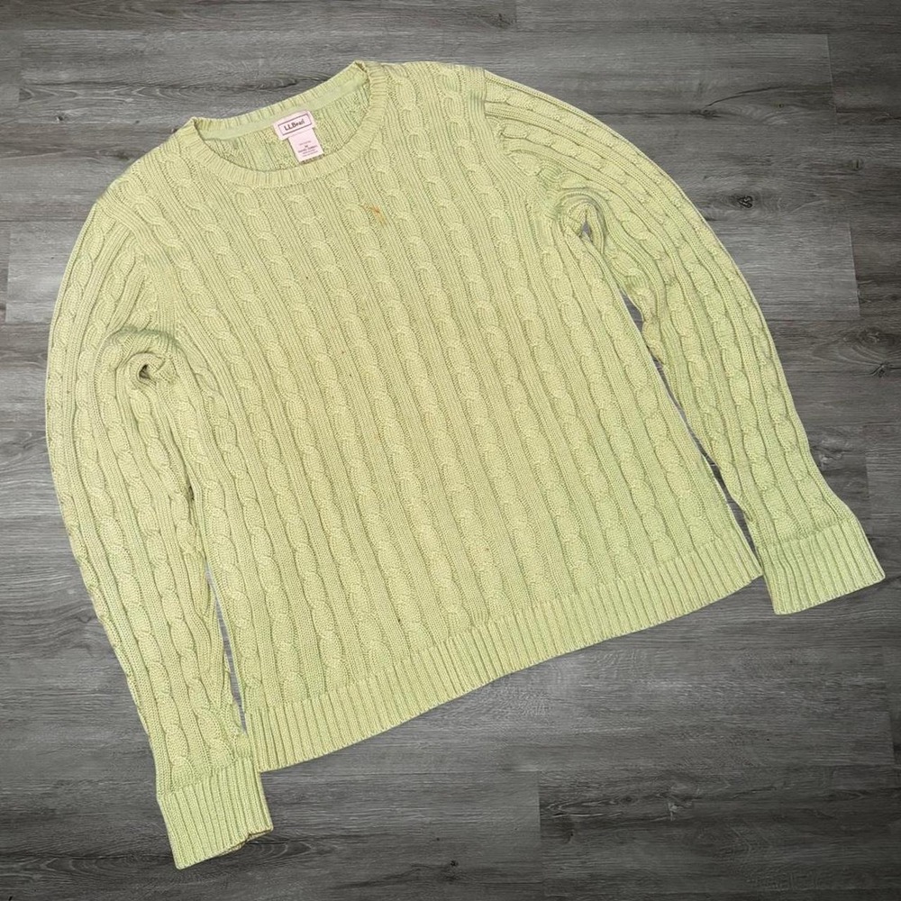 L.L.Bean green cable knit sweater